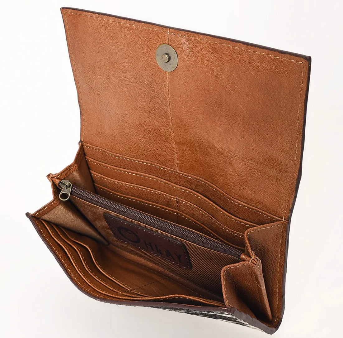 Women’s Hair on Hide Western Wallet Oval Turquoise Stone