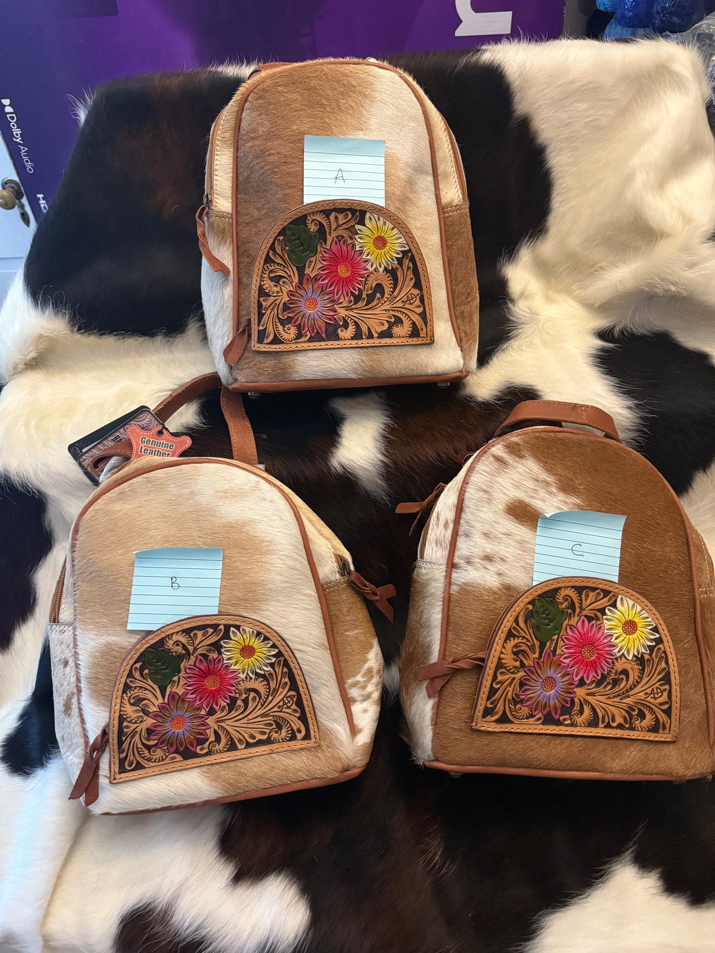Floral Tooled Leather Cowhide Concealed Carry Bag