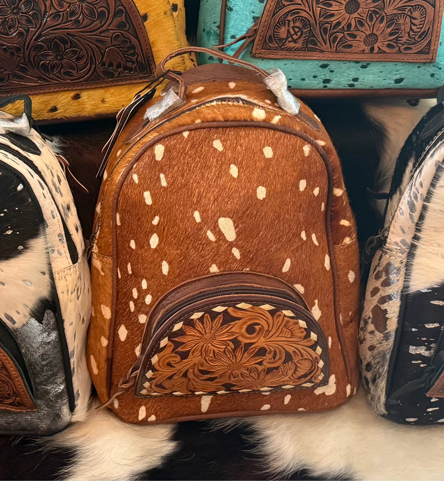 Fawn Colored Cowhide Leather Concealed carry Backpack