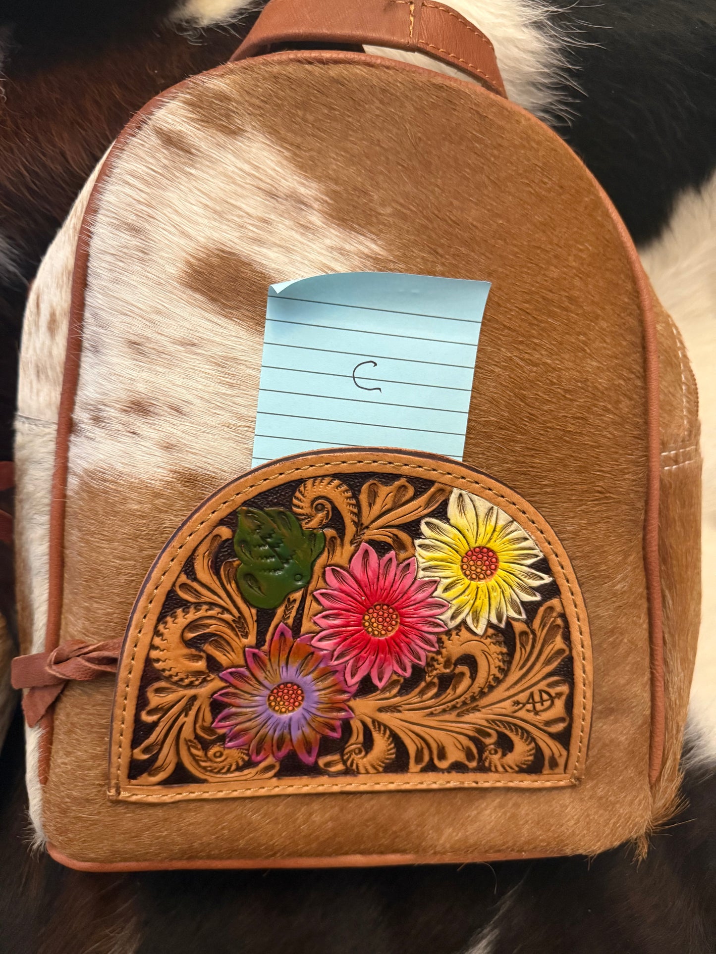 Floral Tooled Leather Cowhide Concealed Carry Bag