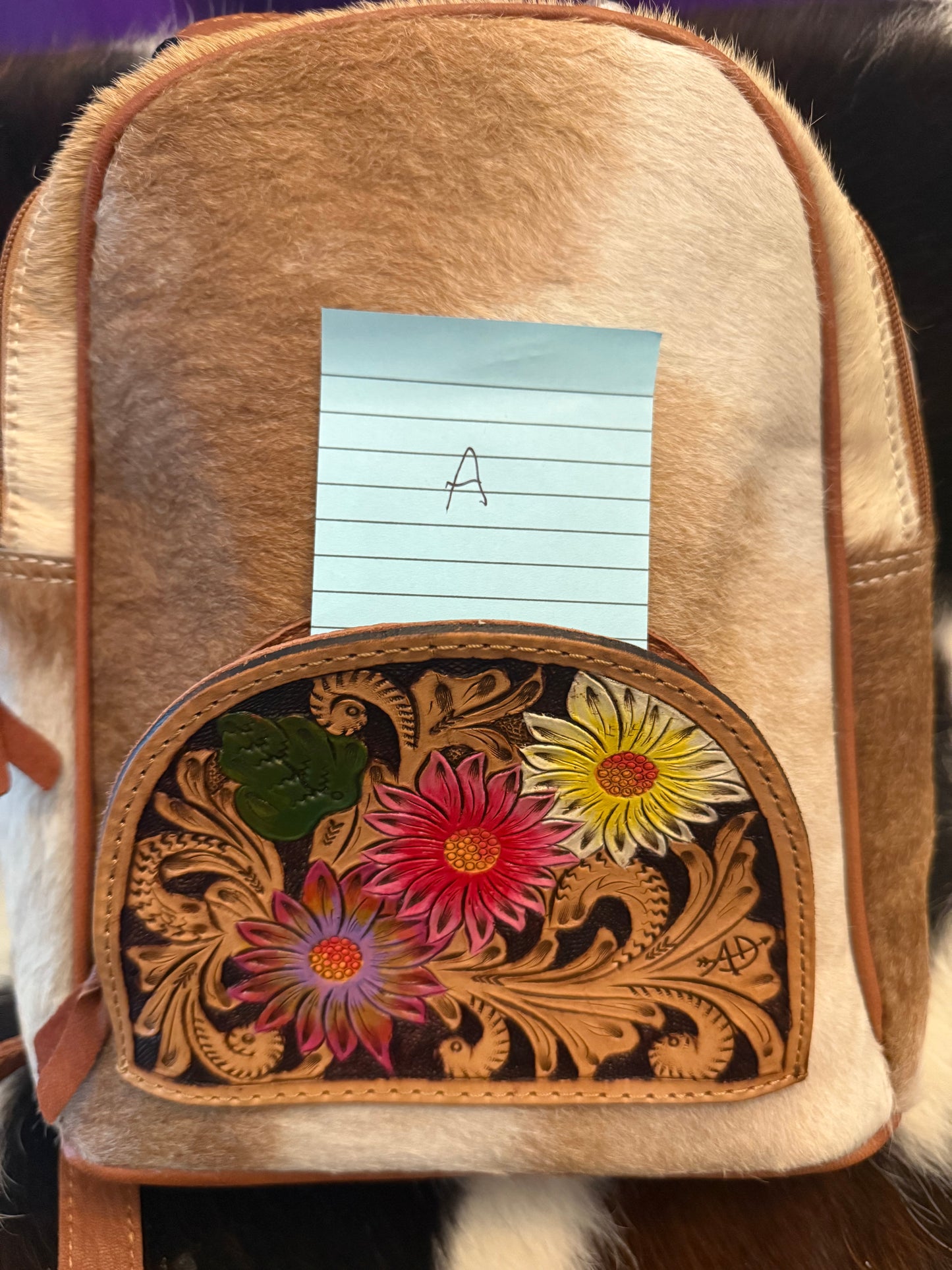 Floral Tooled Leather Cowhide Concealed Carry Bag