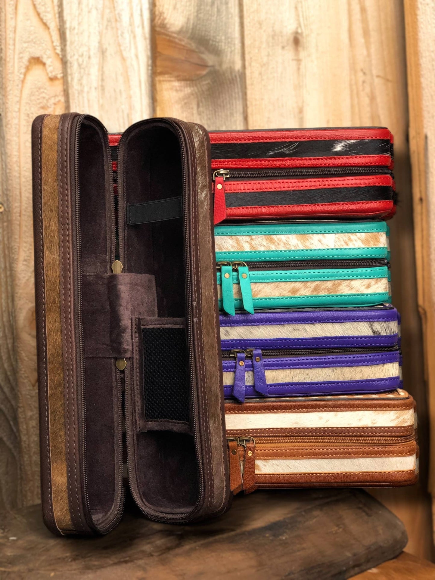 Red Tooled Leather & Cowhide Iron Case